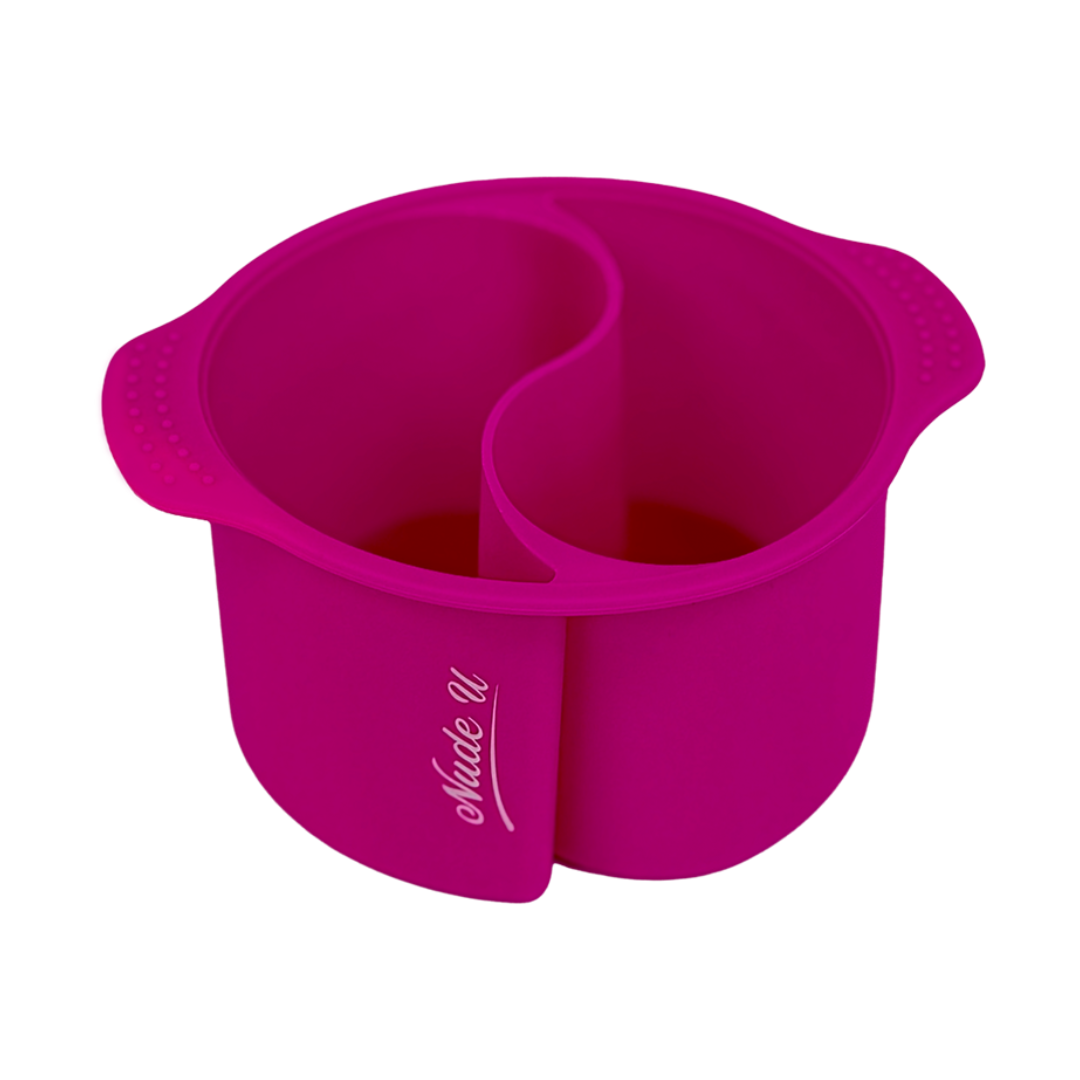 Main image of the 400 gram NudeU Dual Pot Reusable Silicone Wax Warmer Liner. 