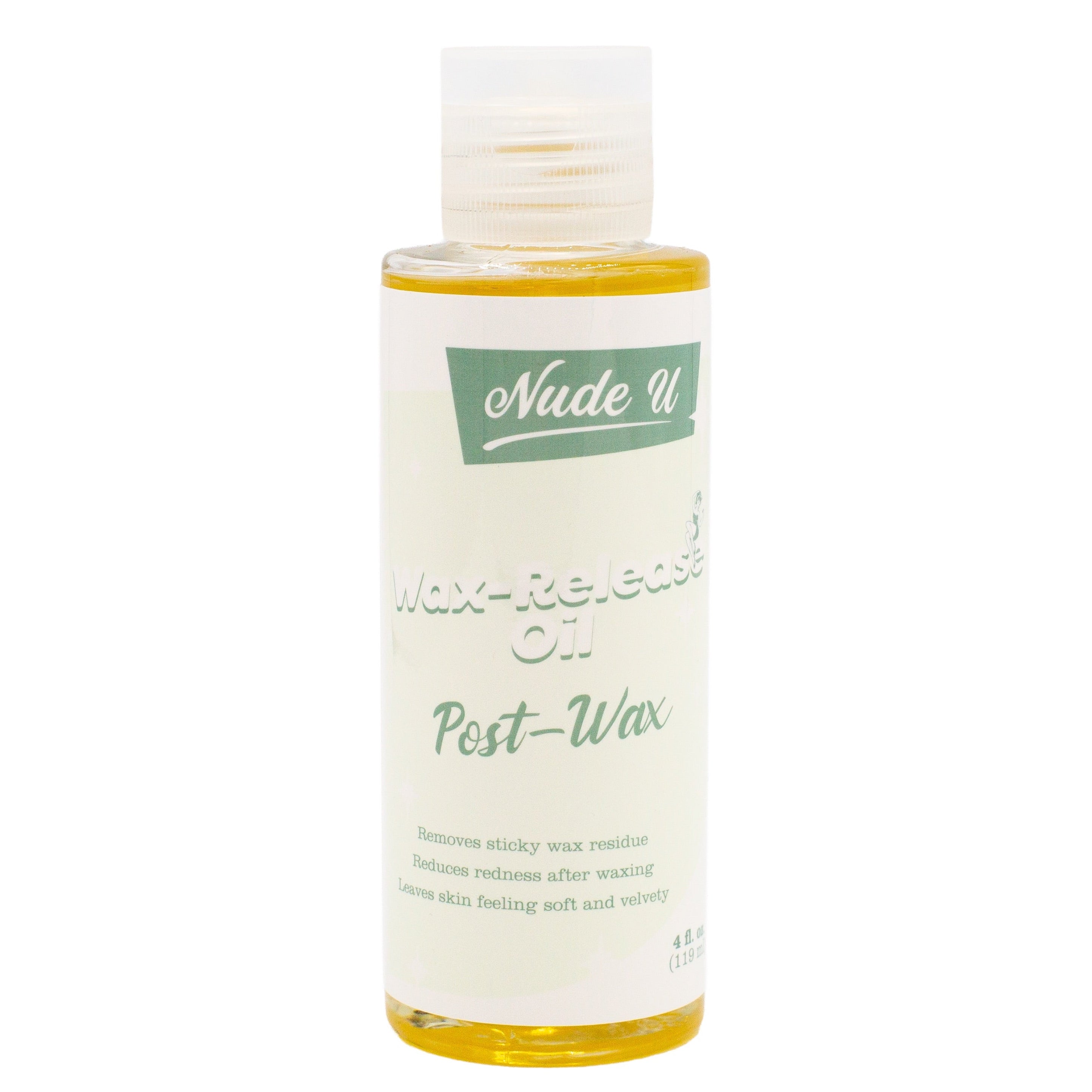 Bottle of Nude U Wax-Release Oil on a white background