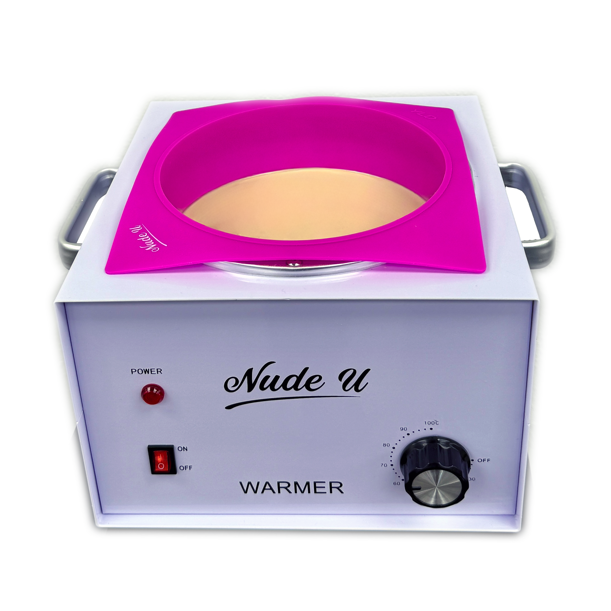 Image of the 3000 gram NudeU Reusable Silicone Liner in a wax warmer. 