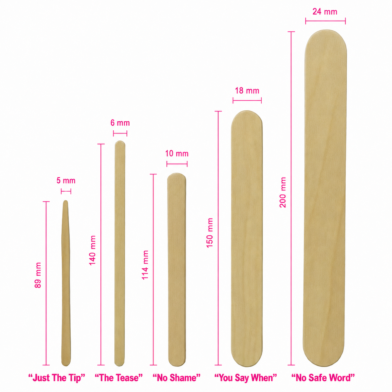 Image detailing the dimensions of each NudeU Wax Applicator